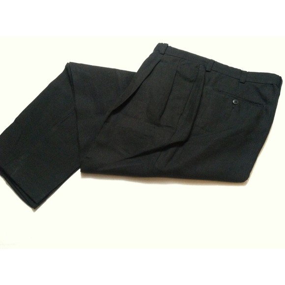 BANANA REPUBLIC MENS BLACK 100%LINEN CASUAL PANTS PLEATED (BL) CUFFS SIZE: 33/33